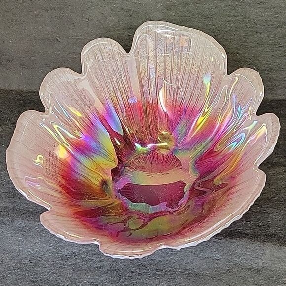 Cracker Barrel Blush Pink Floral Glass 3 Footed Bowl Candy Dish 415472 - Picture 3 of 9